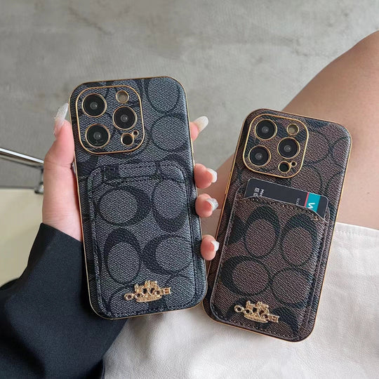 Phone Case with Card Holder - Luxury Monogram Design