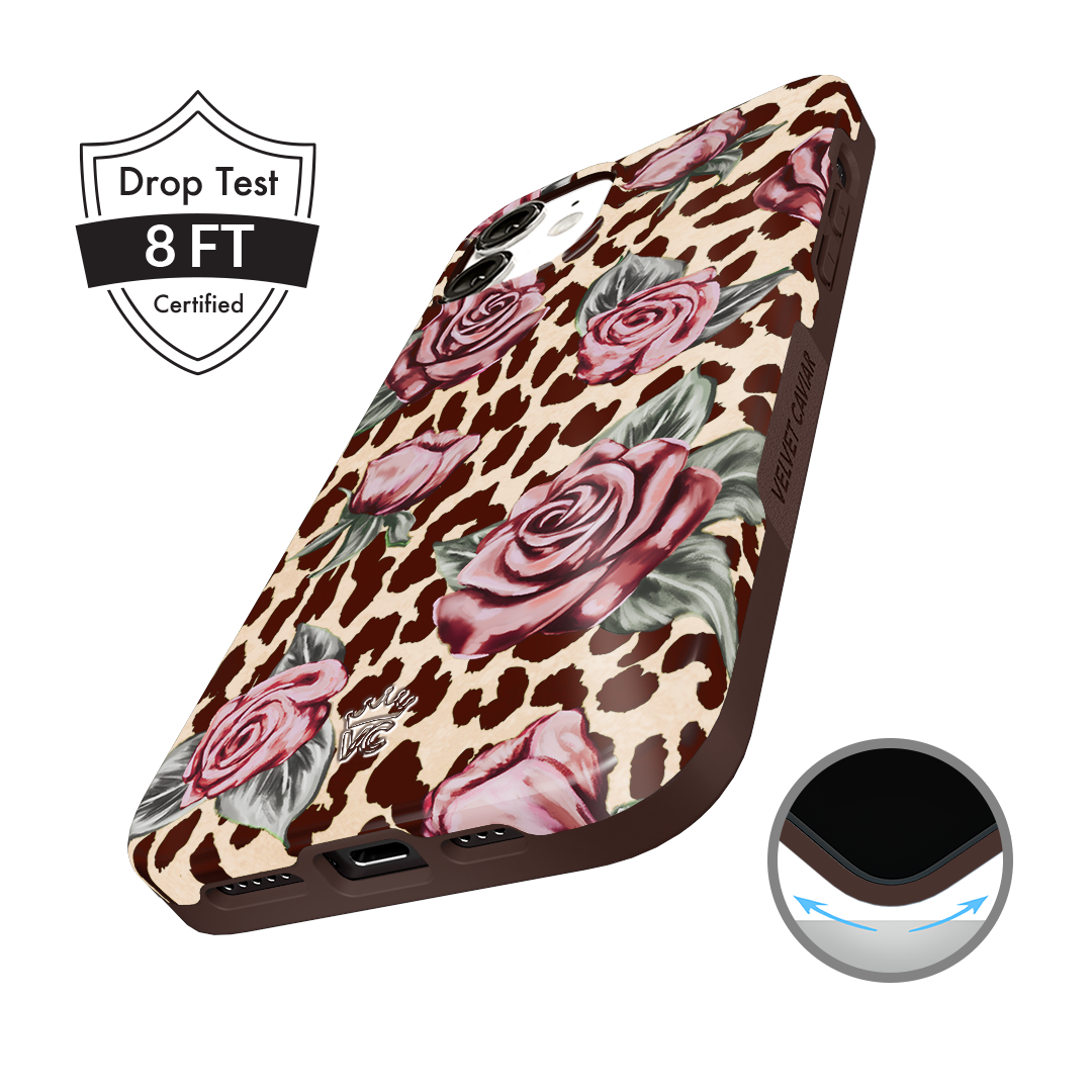 Rosy Leopard iPhone Case – Aesthetic Shockproof Phone Cover