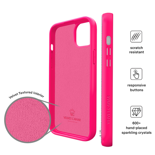 Hot Pink Caviar Crystals iPhone Case – Chic Designer-Style Phone Cover