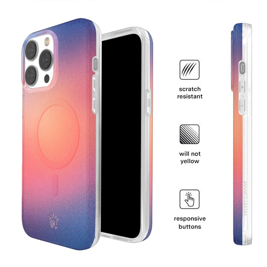 Sunset Glow Aura iPhone Case – Aesthetic Shockproof Phone Cover