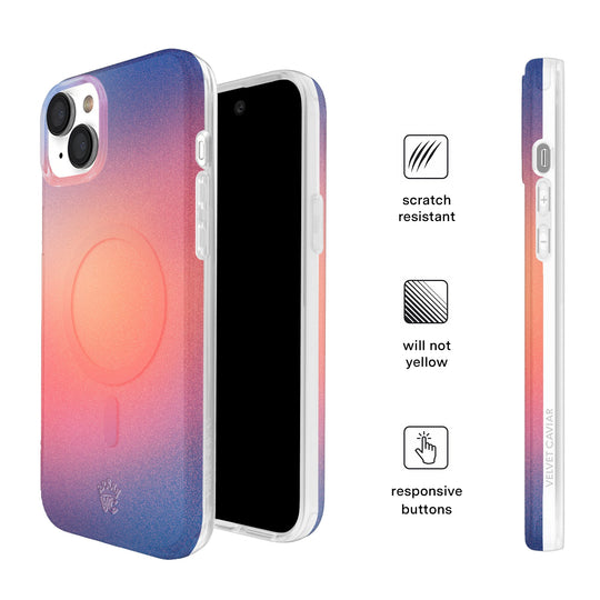 Sunset Glow Aura iPhone Case – Aesthetic Shockproof Phone Cover