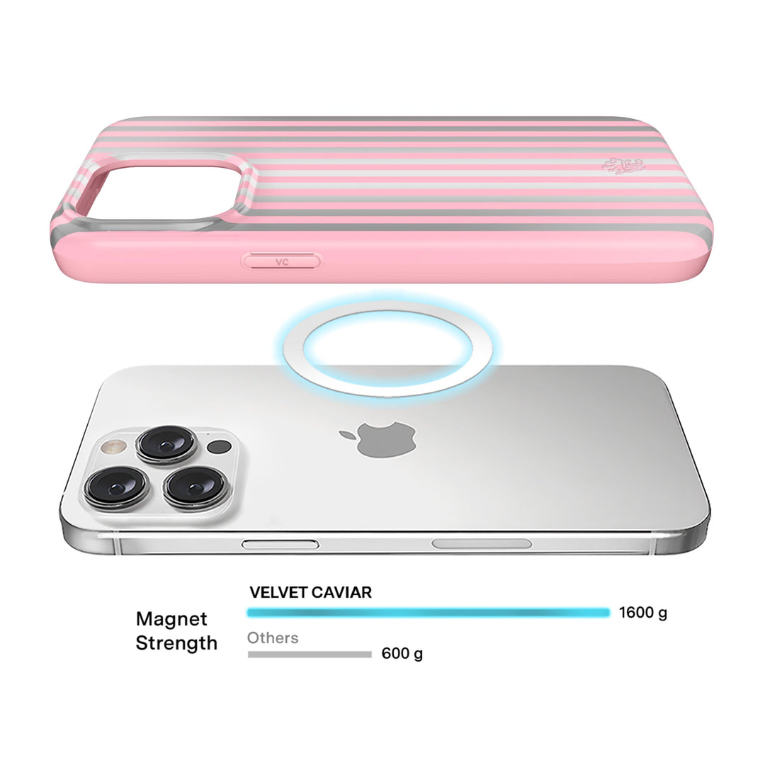 Pink Chrome Stripes iPhone Case – Aesthetic Shockproof Phone Cover
