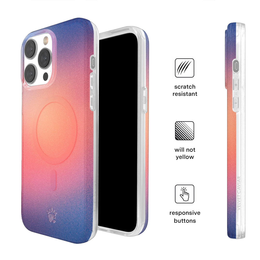 Sunset Glow Aura iPhone Case – Aesthetic Shockproof Phone Cover