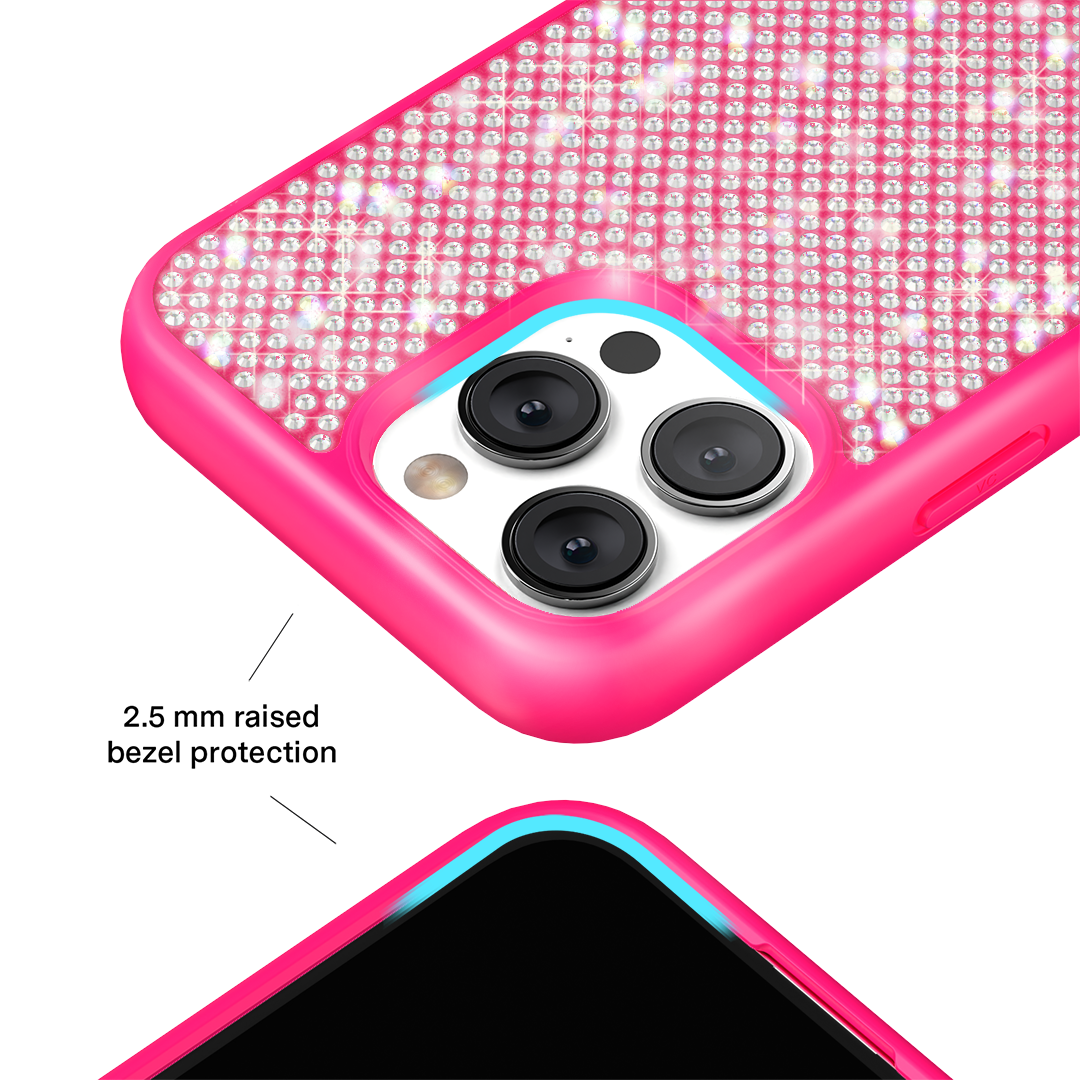Hot Pink Caviar Crystals iPhone Case – Chic Designer-Style Phone Cover
