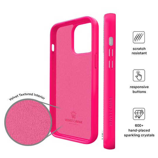 Hot Pink Caviar Crystals iPhone Case – Chic Designer-Style Phone Cover