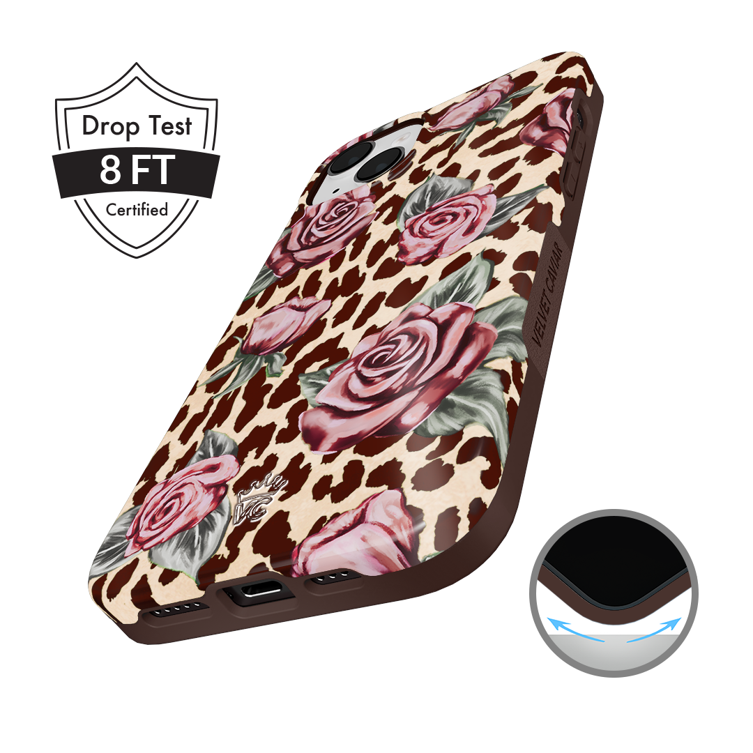 Rosy Leopard iPhone Case – Aesthetic Shockproof Phone Cover