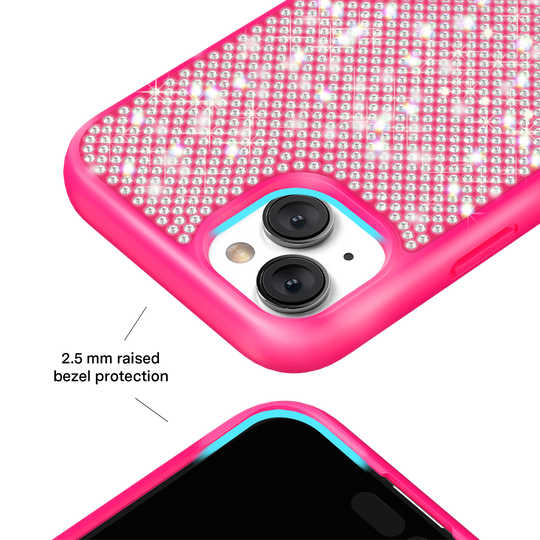 Hot Pink Caviar Crystals iPhone Case – Chic Designer-Style Phone Cover