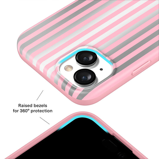 Pink Chrome Stripes iPhone Case – Aesthetic Shockproof Phone Cover
