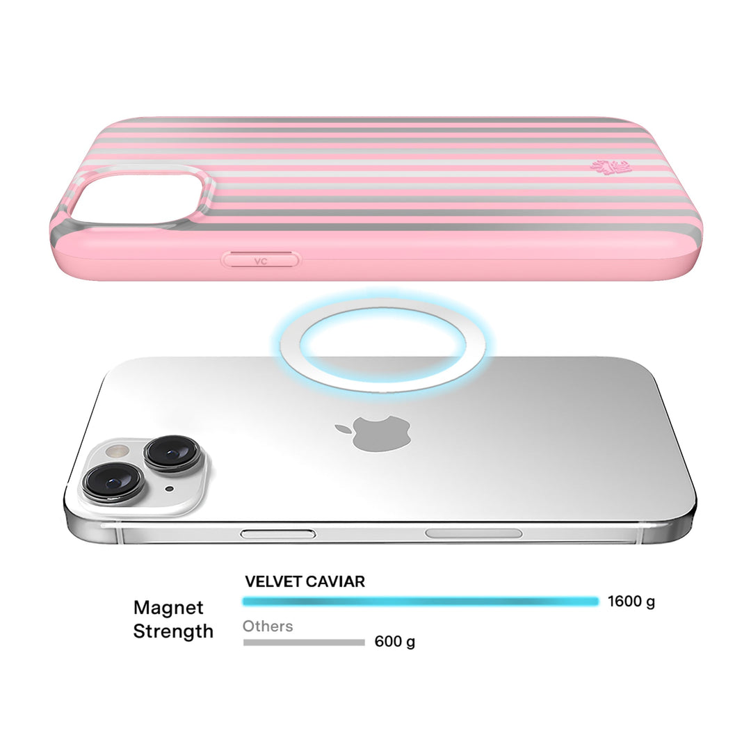 Pink Chrome Stripes iPhone Case – Aesthetic Shockproof Phone Cover