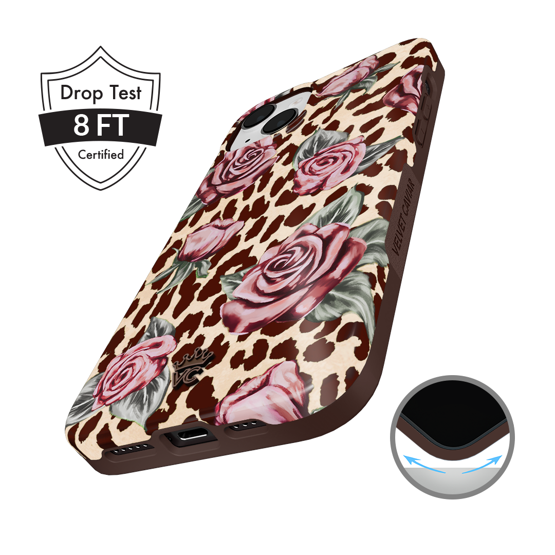 Rosy Leopard iPhone Case – Aesthetic Shockproof Phone Cover