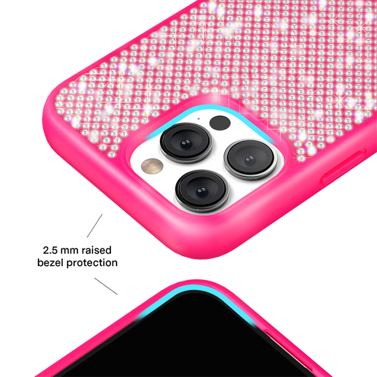 Hot Pink Caviar Crystals iPhone Case – Chic Designer-Style Phone Cover