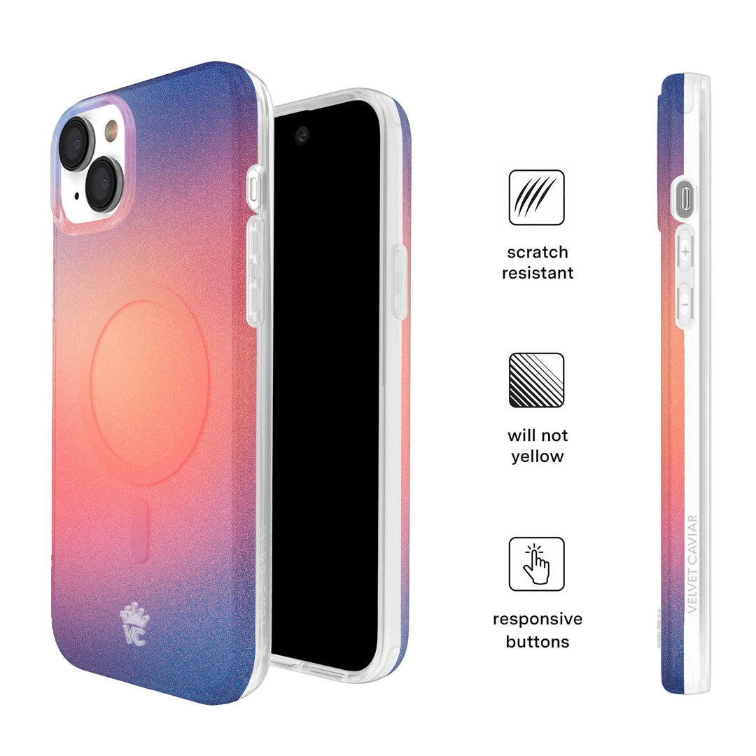 Sunset Glow Aura iPhone Case – Aesthetic Shockproof Phone Cover