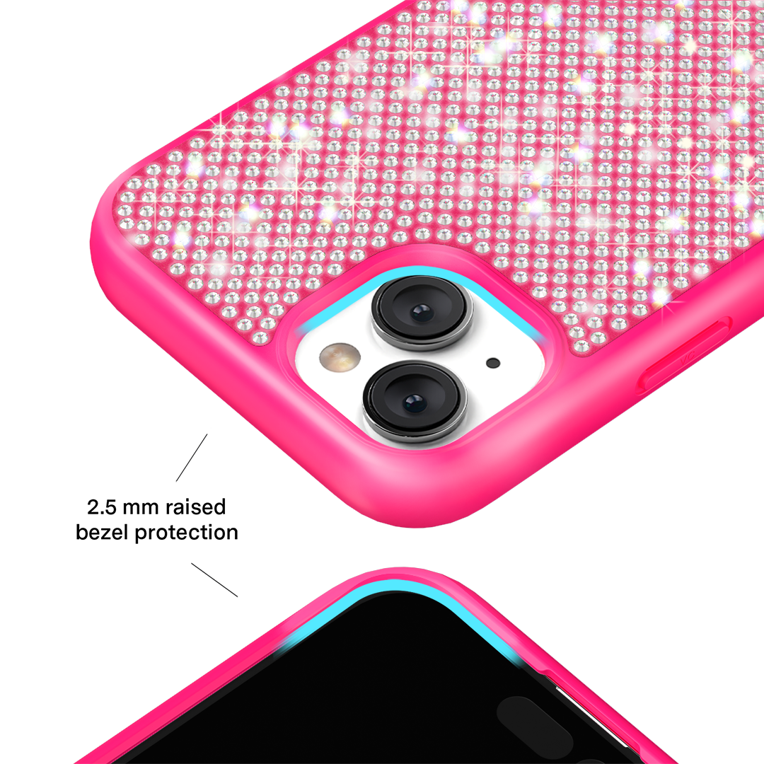 Hot Pink Caviar Crystals iPhone Case – Chic Designer-Style Phone Cover