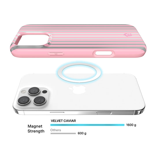 Pink Chrome Stripes iPhone Case – Aesthetic Shockproof Phone Cover