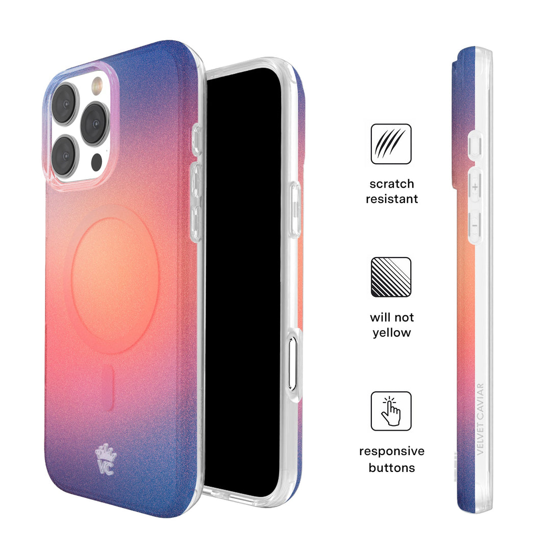 Sunset Glow Aura iPhone Case – Aesthetic Shockproof Phone Cover