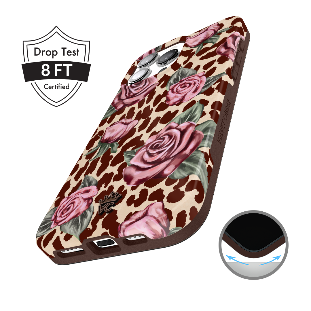Rosy Leopard iPhone Case – Aesthetic Shockproof Phone Cover