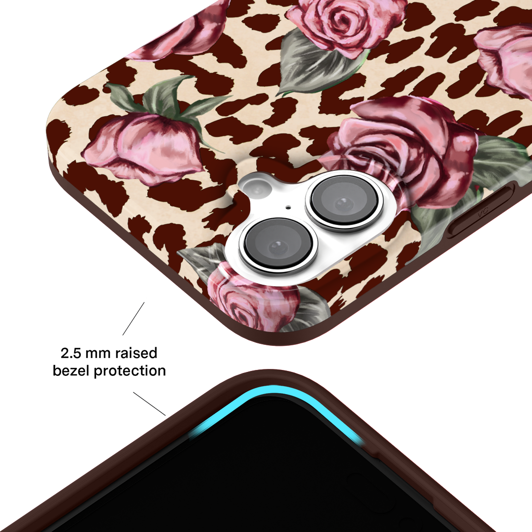 Rosy Leopard iPhone Case – Aesthetic Shockproof Phone Cover