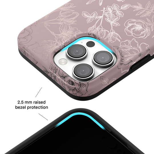 Dusty Rose Chrome Floral iPhone Case – Luxury Aesthetic Phone Cover