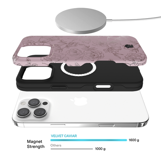 Dusty Rose Chrome Floral iPhone Case – Luxury Aesthetic Phone Cover