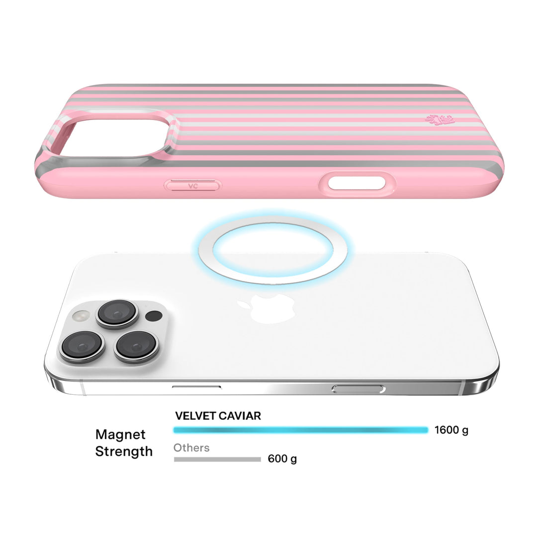 Pink Chrome Stripes iPhone Case – Aesthetic Shockproof Phone Cover