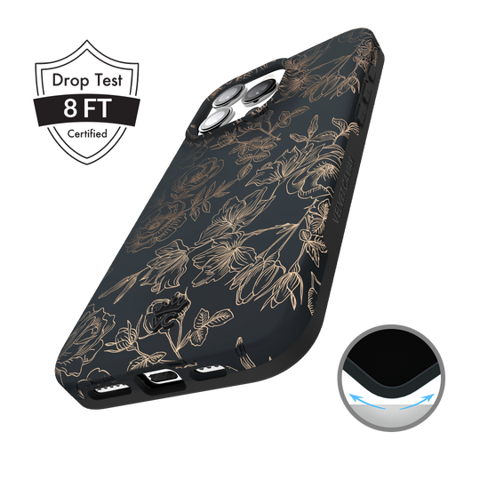 Floral Rose Gold Chrome iPhone Case – Aesthetic Shockproof Phone Cover