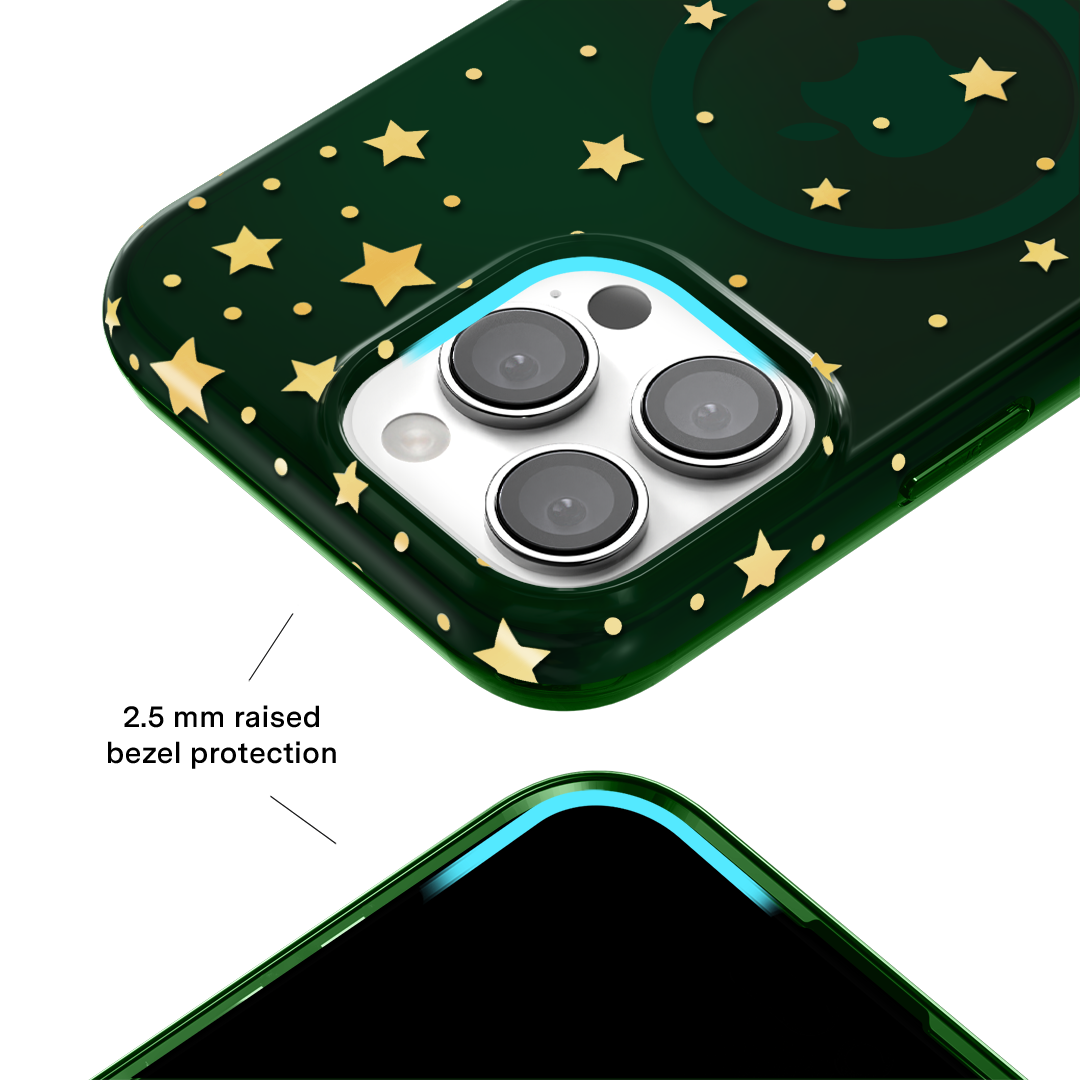 Evergreen Stars iPhone Case – Chic Designer-Style Phone Cover