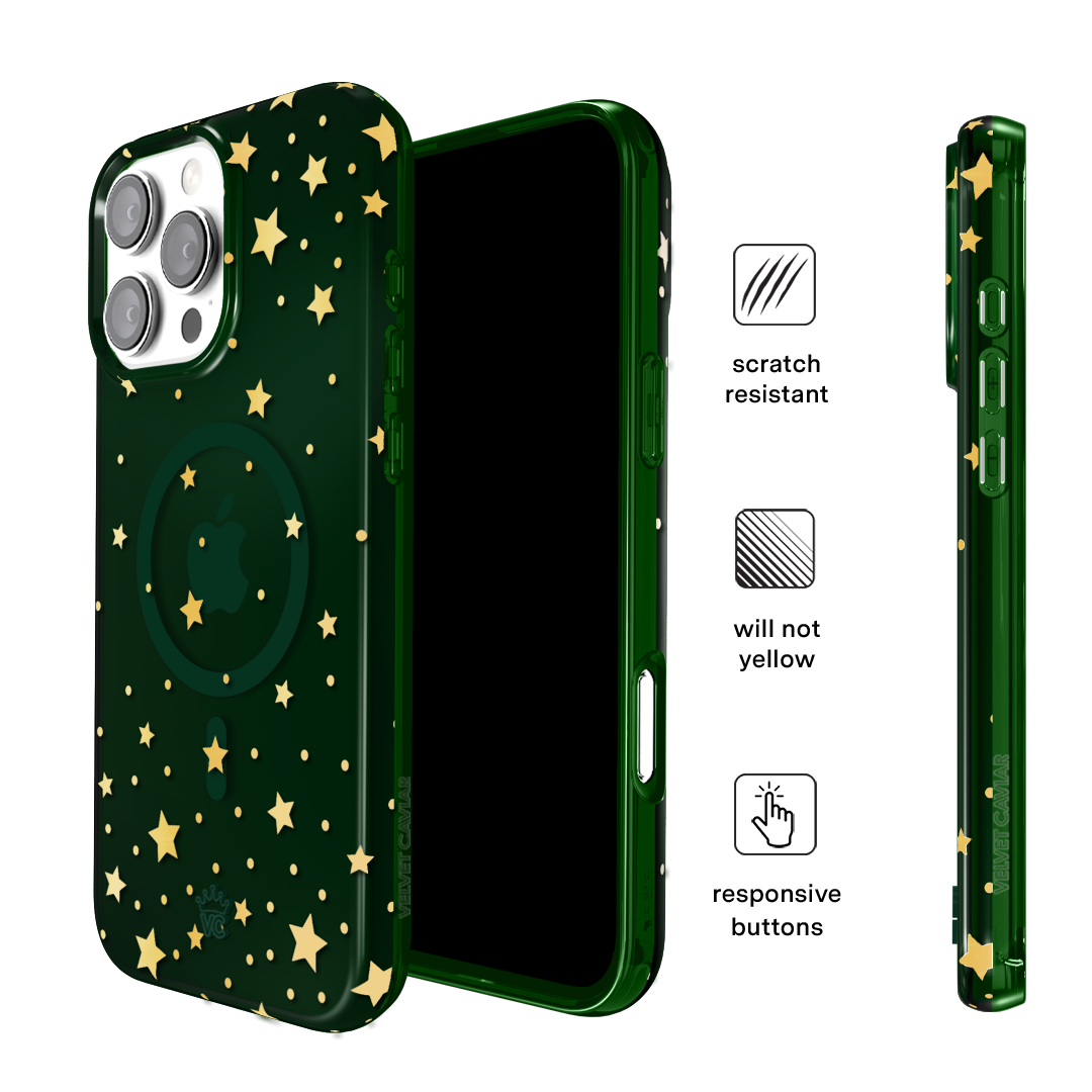 Evergreen Stars iPhone Case – Chic Designer-Style Phone Cover