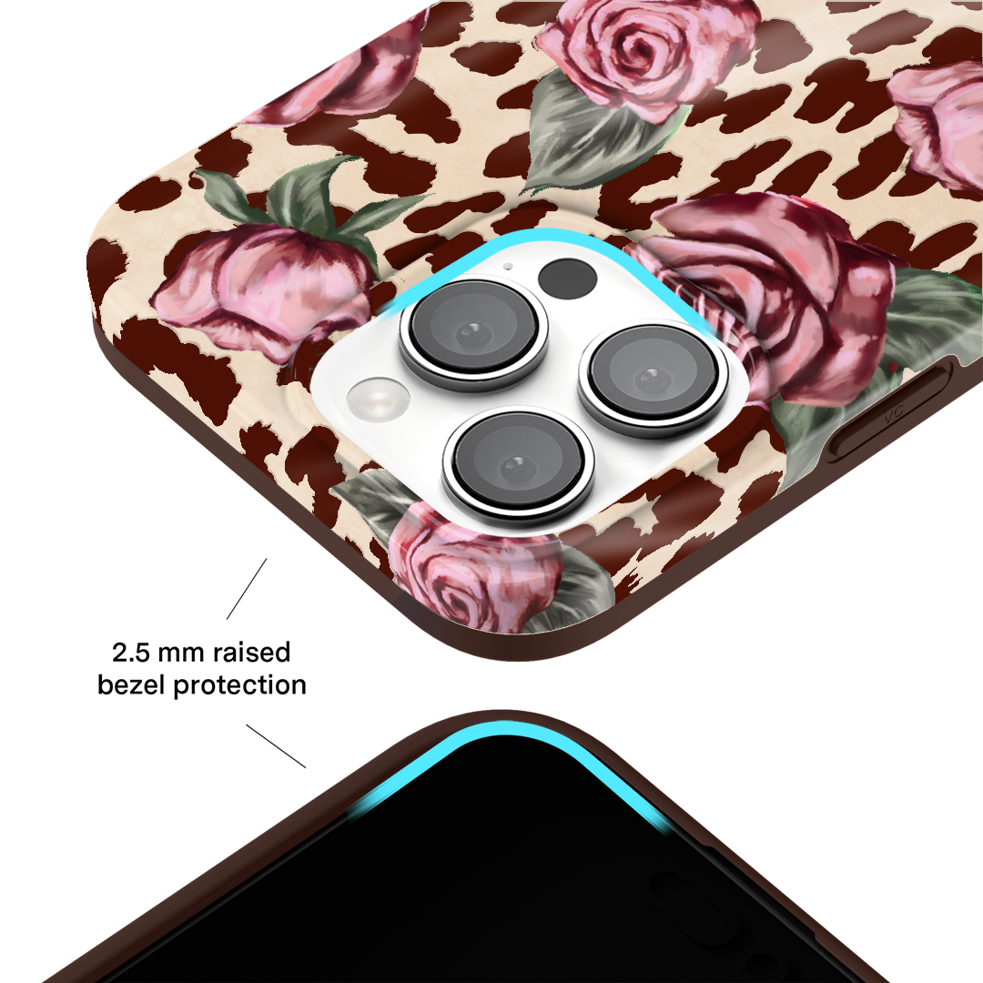 Rosy Leopard iPhone Case – Aesthetic Shockproof Phone Cover