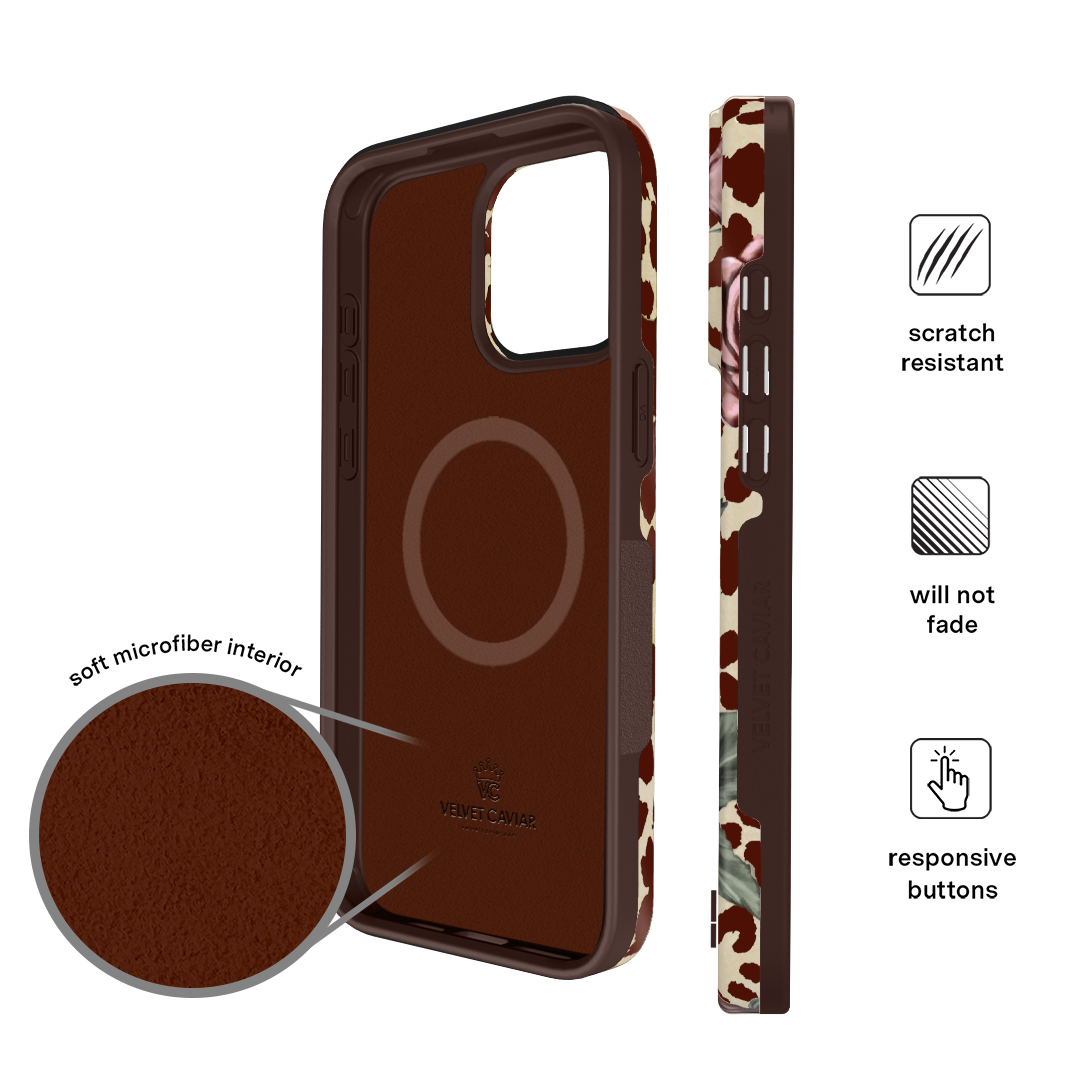 Rosy Leopard iPhone Case – Aesthetic Shockproof Phone Cover