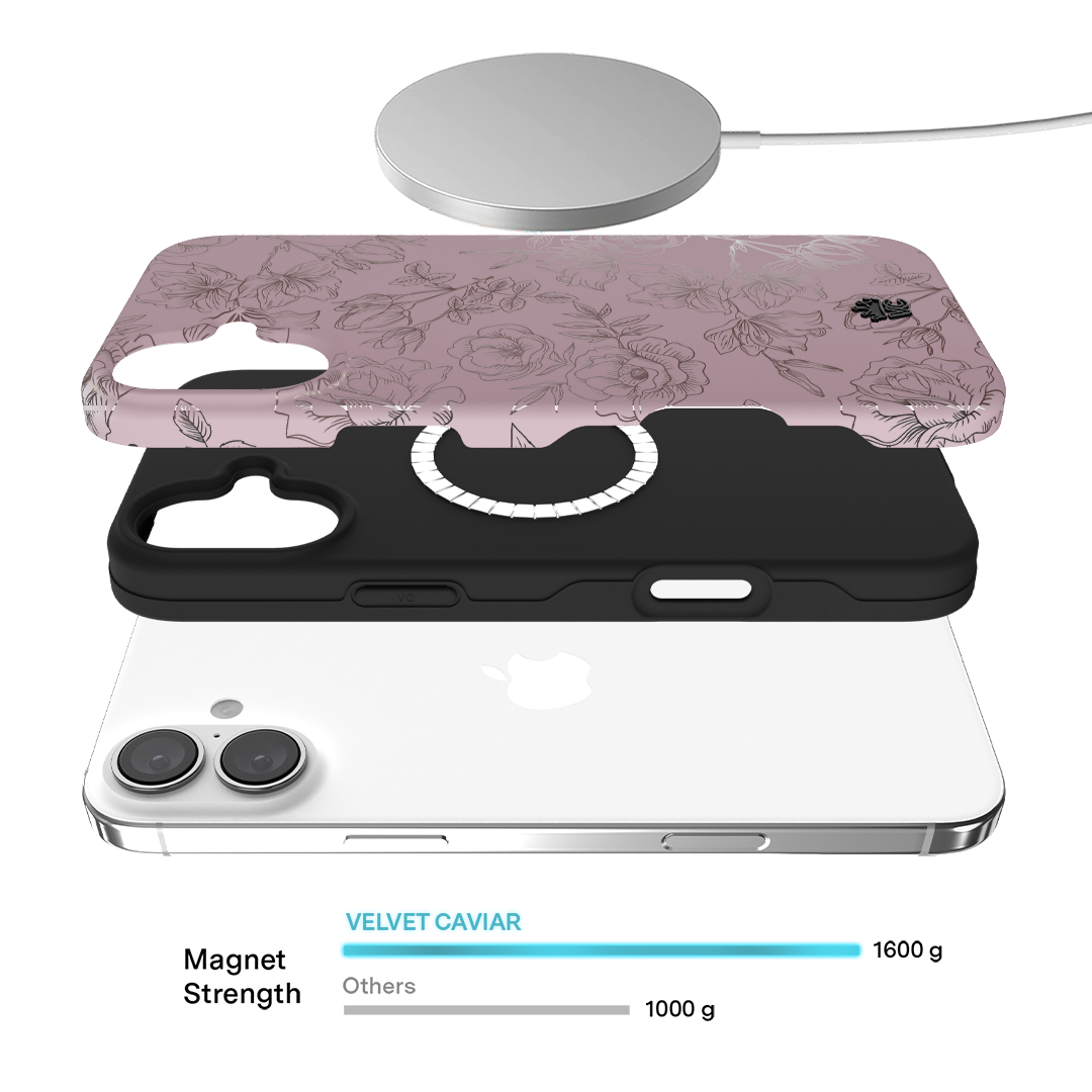 Dusty Rose Chrome Floral iPhone Case – Luxury Aesthetic Phone Cover