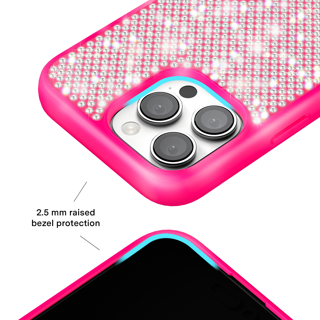 Hot Pink Caviar Crystals iPhone Case – Chic Designer-Style Phone Cover
