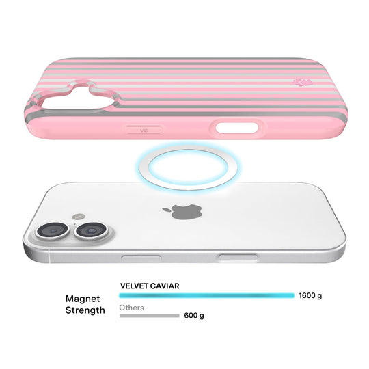 Pink Chrome Stripes iPhone Case – Aesthetic Shockproof Phone Cover