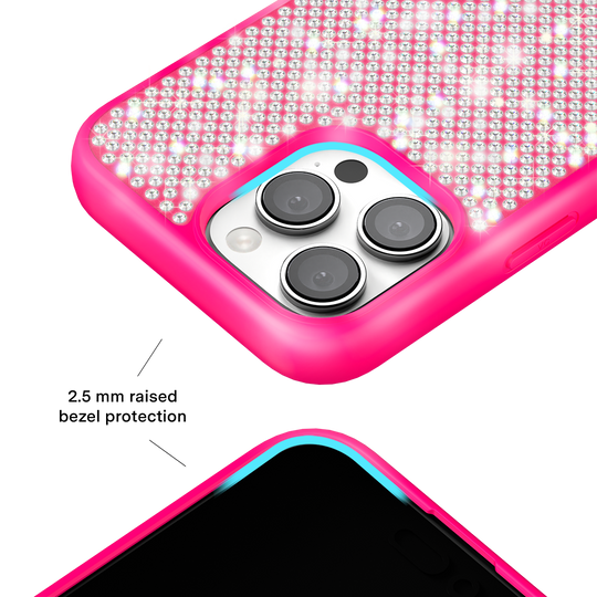 Hot Pink Caviar Crystals iPhone Case – Chic Designer-Style Phone Cover