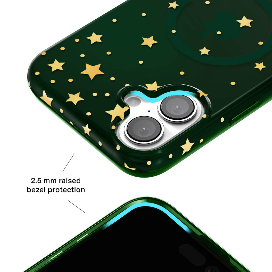 Evergreen Stars iPhone Case – Chic Designer-Style Phone Cover