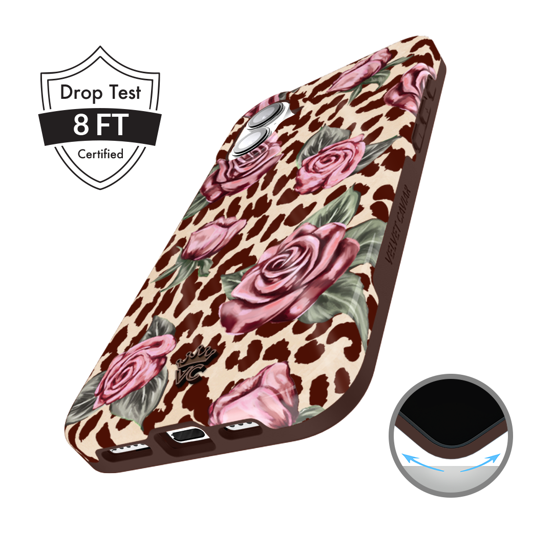 Rosy Leopard iPhone Case – Aesthetic Shockproof Phone Cover