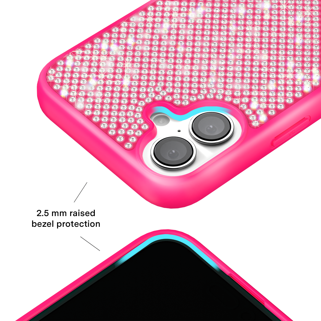 Hot Pink Caviar Crystals iPhone Case – Chic Designer-Style Phone Cover