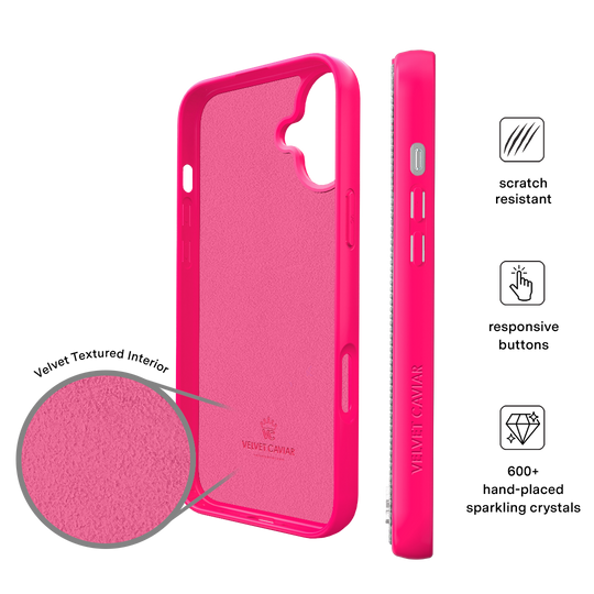 Hot Pink Caviar Crystals iPhone Case – Chic Designer-Style Phone Cover