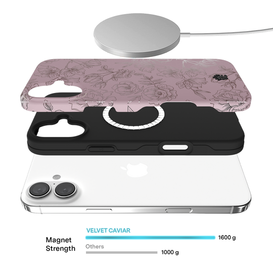 Dusty Rose Chrome Floral iPhone Case – Luxury Aesthetic Phone Cover