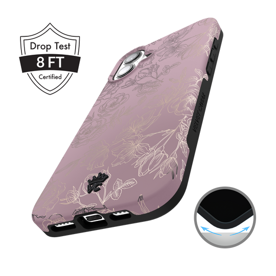 Dusty Rose Chrome Floral iPhone Case – Luxury Aesthetic Phone Cover