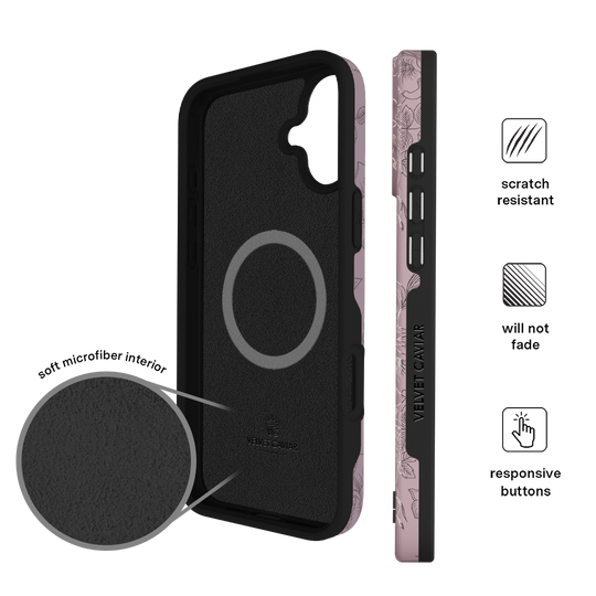 Dusty Rose Chrome Floral iPhone Case – Luxury Aesthetic Phone Cover