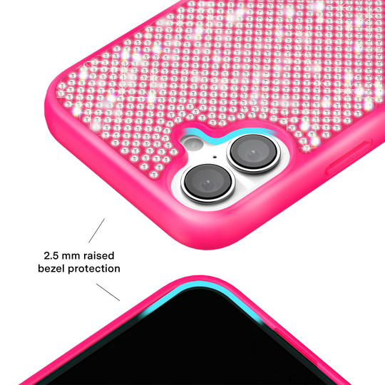 Hot Pink Caviar Crystals iPhone Case – Chic Designer-Style Phone Cover