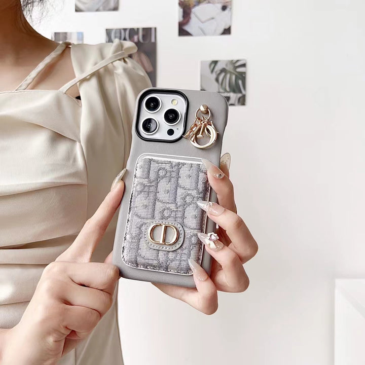 Luxury iPhone Case with Pocket Card Holder & Chain