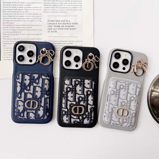Luxury iPhone Case with Pocket Card Holder & Chain