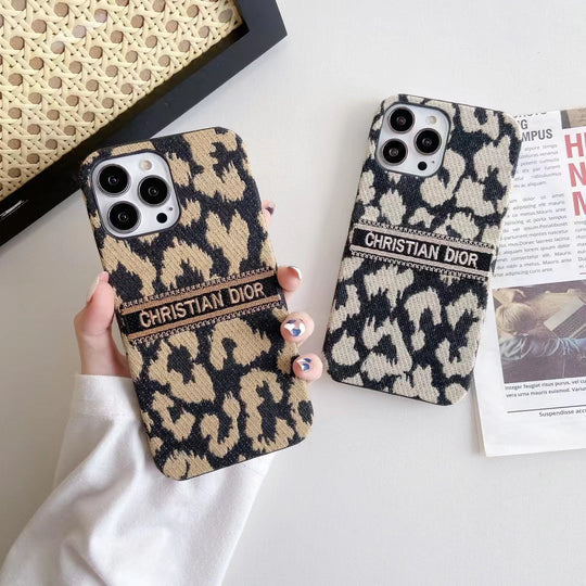 Elegant Premium Monogram Leopard Phone Case