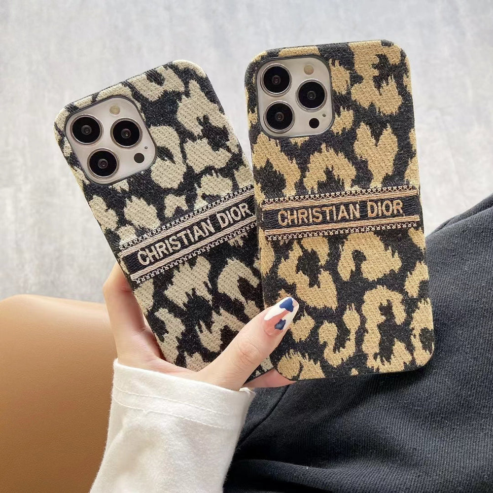 Elegant Premium Monogram Leopard Phone Case