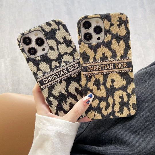 Elegant Premium Monogram Leopard Phone Case