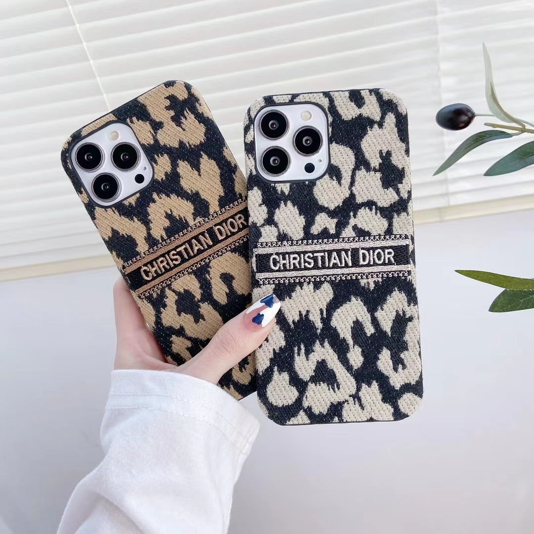 Elegant Premium Monogram Leopard Phone Case