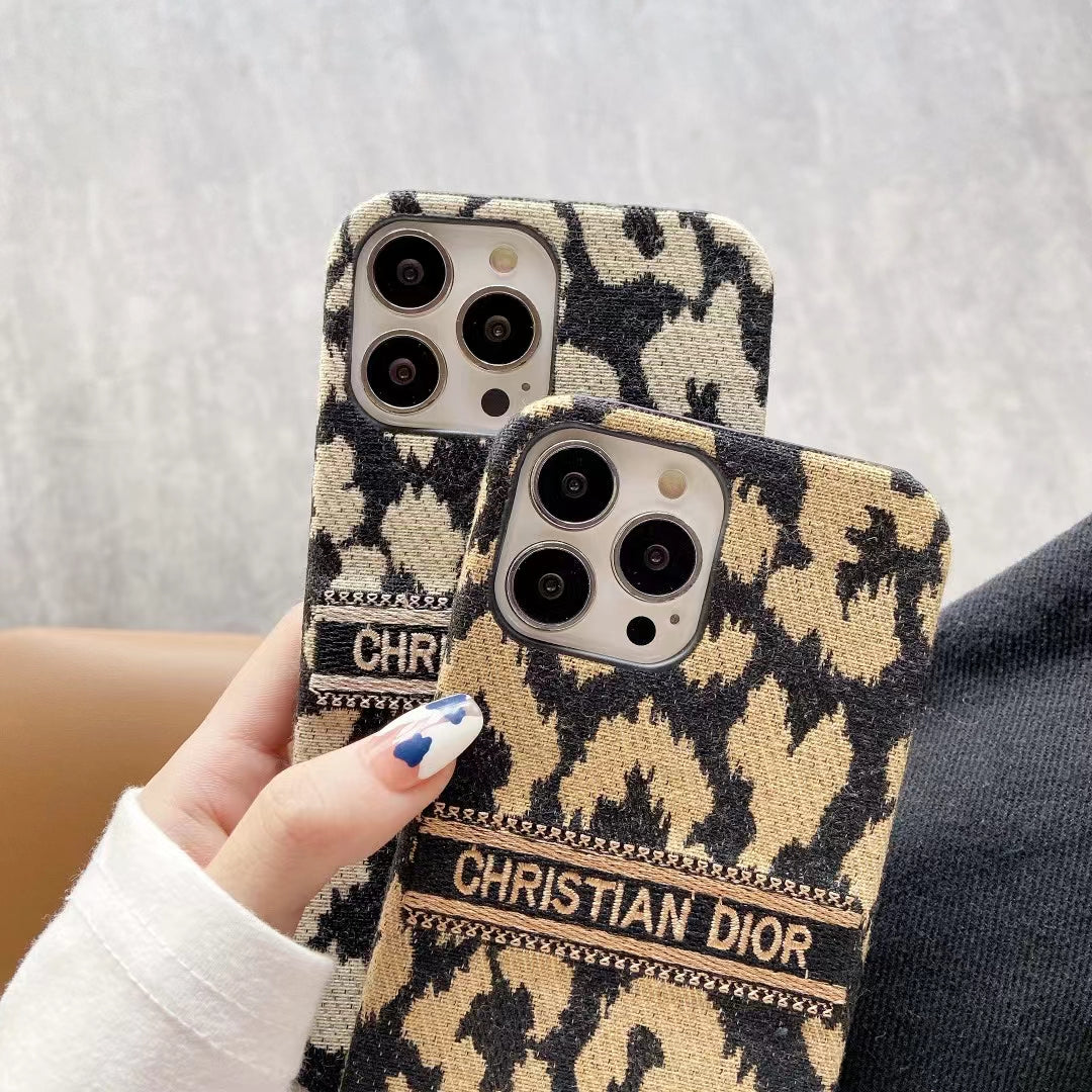 Elegant Premium Monogram Leopard Phone Case