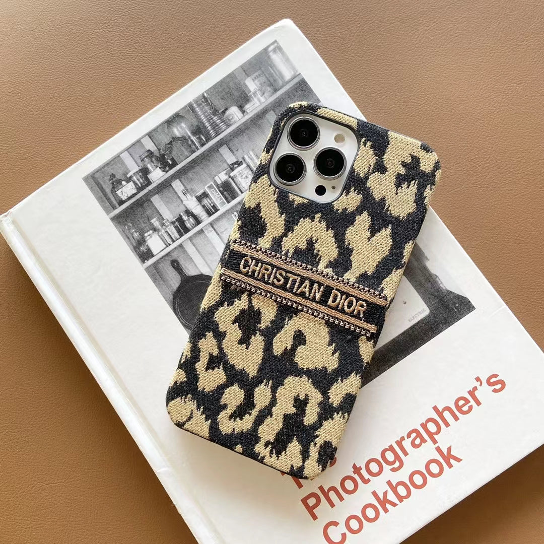 Elegant Premium Monogram Leopard Phone Case