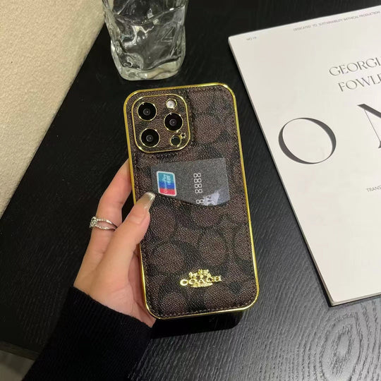 Monogram Phone Case with Gold Accents and Card Holder